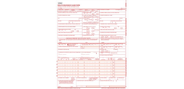 CMS-1500 Laser Cut Sheet Health Insurance Claim Forms CMSLC (Qty. 2,500) Part# 8229
