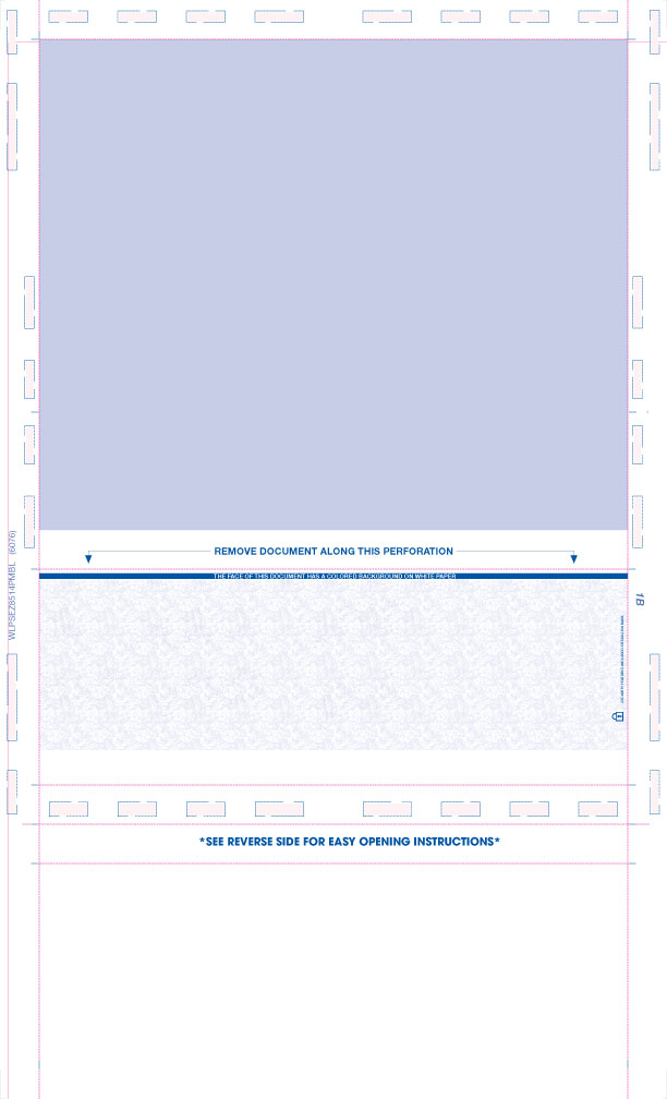 ZFold Pressure Seal Stock Void Pantograph Blue 8 1/2" x 14" (Qty. 2,500) Part# 8112